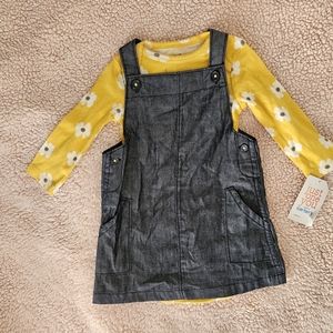 💛Just One You Carter's💛 Jean Jumper Baby Girls with Yellow Onesie 6 Month NWT